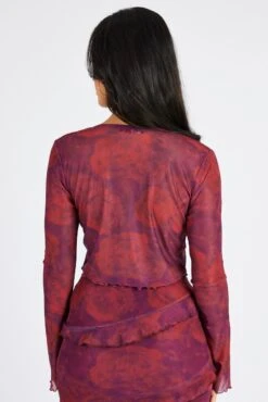 Red Floral Tie Up Cardigan Long Sleeve -Modern Fashion Shop oj5680x 84w floral 5