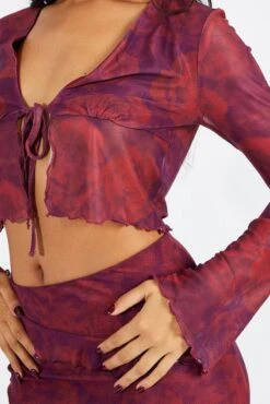 Red Floral Tie Up Cardigan Long Sleeve -Modern Fashion Shop oj5680x 84w floral 6