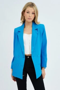 Blue Workwear Jacket Long Sleeve -Modern Fashion Shop oj9025 36m blue 3
