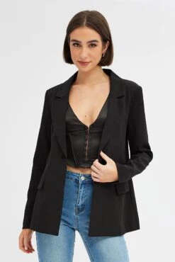 Black Oversized Blazer -Modern Fashion Shop oj9028bx 34wb black 3