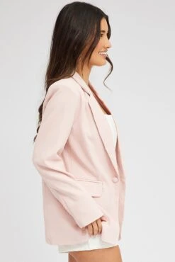 Pink Jacket Long Sleeve Collar Neck -Modern Fashion Shop oj9130a 33wb pale pink 4