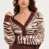 Print Knit Cardigan Long Sleeve Crop -Modern Fashion Shop oversize cardigan print knit cardigan long sleeve crop 32967228653761