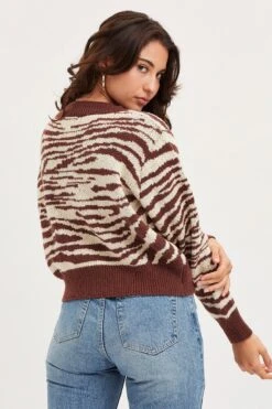 Print Knit Cardigan Long Sleeve Crop -Modern Fashion Shop oversize cardigan print knit cardigan long sleeve crop 32967228915905