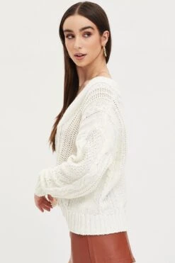 White Knit Cardigan Long Sleeve Relaxed Cable -Modern Fashion Shop oversize cardigan white knit cardigan long sleeve relaxed cable 32965140971713
