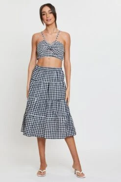 Check Midi Skirt High Rise Tiered -Modern Fashion Shop short mw wrap check midi skirt high rise tiered 32966683623617