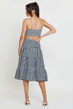 Check Midi Skirt High Rise Tiered -Modern Fashion Shop short mw wrap check midi skirt high rise tiered 32966683689153