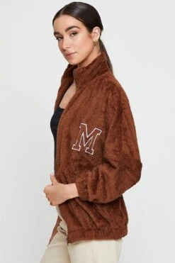 Beige Teddy Jacket Long Sleeve -Modern Fashion Shop singlet regular camel teddy jacket long sleeve 32966014042305