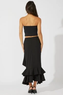 Black Midi Skirt Layered Ruffles -Modern Fashion Shop sk2252 34zb black 5