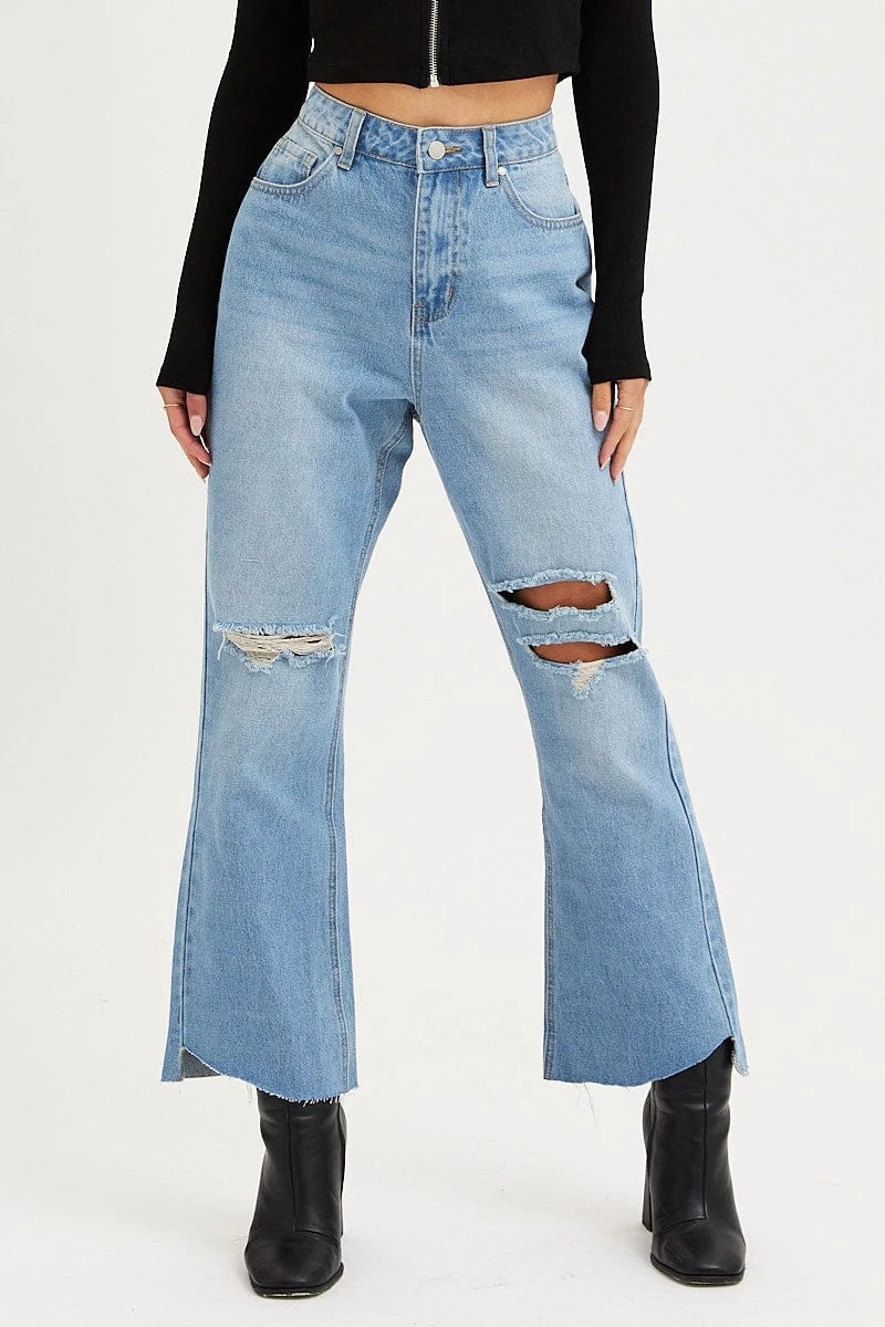 Blue Flare Denim Jeans Mid Rise 4 Blue Flare Denim Jeans Mid Rise - Image 2