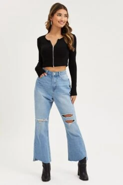 Blue Flare Denim Jeans Mid Rise 10 Blue Flare Denim Jeans Mid Rise -Modern Fashion Shop skinny jean blue flare denim jeans mid rise 32967354187969