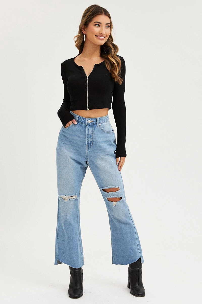 Blue Flare Denim Jeans Mid Rise 5 Blue Flare Denim Jeans Mid Rise - Image 3