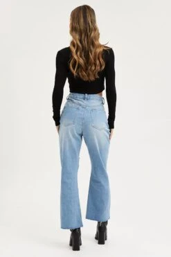 Blue Flare Denim Jeans Mid Rise 12 Blue Flare Denim Jeans Mid Rise -Modern Fashion Shop skinny jean blue flare denim jeans mid rise 32967354286273