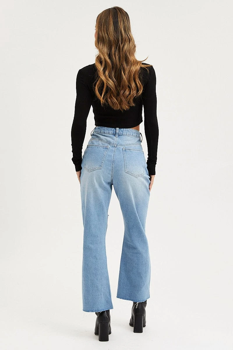 Blue Flare Denim Jeans Mid Rise 7 Blue Flare Denim Jeans Mid Rise - Image 5