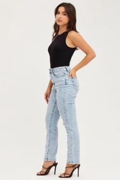 Blue Skinny Denim Jeans High Rise -Modern Fashion Shop skinny jean blue skinny denim jeans high rise 32967348846785