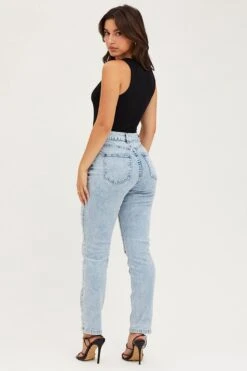 Blue Skinny Denim Jeans High Rise -Modern Fashion Shop skinny jean blue skinny denim jeans high rise 32967348912321