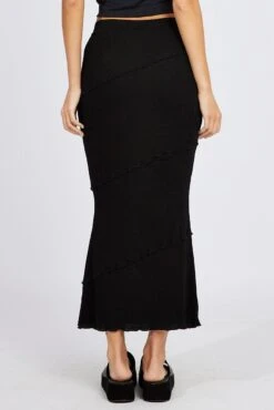 Black Midi Skirt Bodycon High Rise Rib Jersey -Modern Fashion Shop sl9148 84p black 5