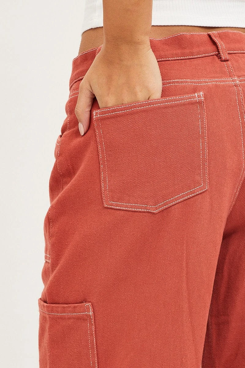 Orange Cargo Pants Mid Rise Carpenter 9 Orange Cargo Pants Mid Rise Carpenter - Image 7
