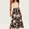 Black Floral High Waist Front Slit Floral Midi Skirt -Modern Fashion Shop sm12444b f floral 1