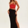 Black Keyhole Midi Skirt