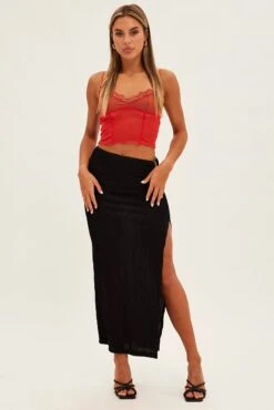 Black Keyhole Midi Skirt -Modern Fashion Shop sm12928 f3 black 3