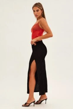 Black Keyhole Midi Skirt -Modern Fashion Shop sm12928 f3 black 4