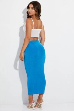 Blue Midi Skirt Bodycon -Modern Fashion Shop sm12973 f3 dark blue 5