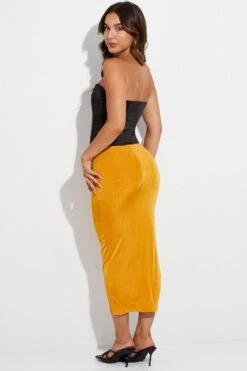 Orange Midi Skirt Bodycon -Modern Fashion Shop sm12973 f3 mango 5