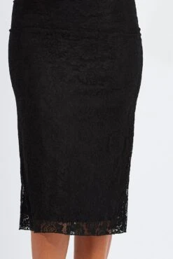 Black Lace Skirt High Rise -Modern Fashion Shop sm1357c 81pb black 3
