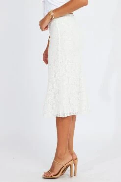 White Lace Skirt High Rise -Modern Fashion Shop sm1357c 81pb white 4