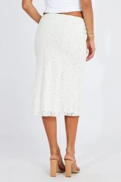 White Lace Skirt High Rise -Modern Fashion Shop sm1357c 81pb white 5