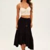 Black Asymmetrical Hem Tie Waist Midi Skirt -Modern Fashion Shop sm1437 34nb black 1