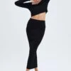 Black Knit Skirt High Rise Maxi