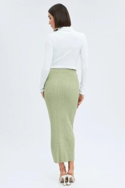 Green Knit Skirt High Rise Maxi -Modern Fashion Shop sm2166 40jb sage 3