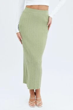 Green Knit Skirt High Rise Maxi -Modern Fashion Shop sm2166 40jb sage 6