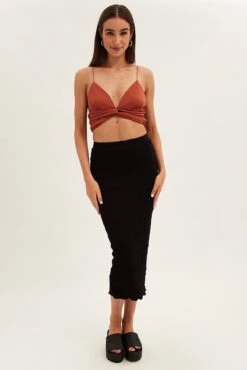 Black Midi Skirt High Rise Pencil -Modern Fashion Shop sm2522 42p black 3