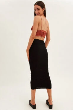 Black Midi Skirt High Rise Pencil -Modern Fashion Shop sm2522 42p black 5