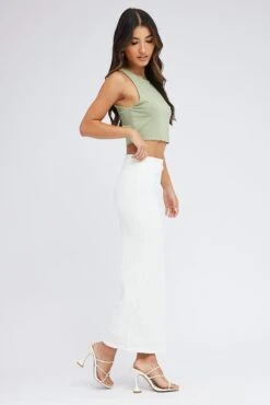 White Midi Skirt High Rise Textured Jersey 11 White Midi Skirt High Rise Textured Jersey -Modern Fashion Shop sm2522a 47pk white 4