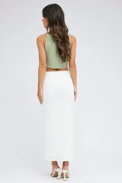 White Midi Skirt High Rise Textured Jersey 12 White Midi Skirt High Rise Textured Jersey -Modern Fashion Shop sm2522a 47pk white 5