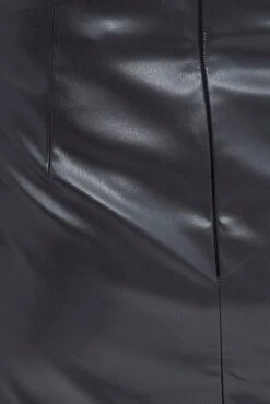 Black Midi Skirt Front Split Faux Leather -Modern Fashion Shop sm2563 33p black 6