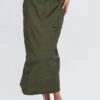 Green Parachute Skirt Cargo Mid Rise