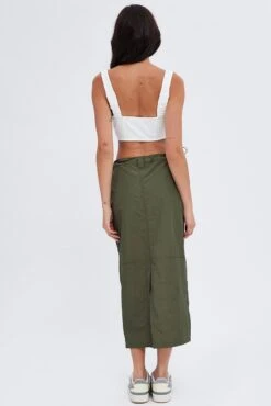 Green Parachute Skirt Cargo Mid Rise -Modern Fashion Shop sm2847 81p khaki 5