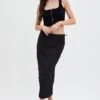 Black Parachute Skirt Cargo Mid Rise