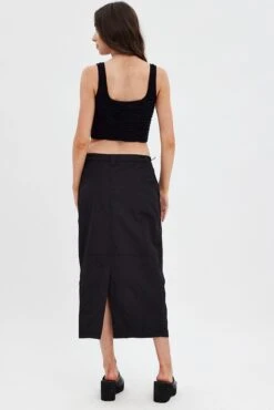 Black Parachute Skirt Cargo Mid Rise -Modern Fashion Shop sm2847 81pb black 5