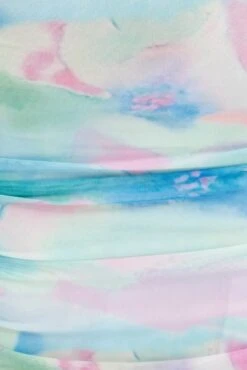 Multi Abstract Midi Skirt Side Ruched Mesh -Modern Fashion Shop sm2937 47pb abstract 6