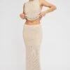 Beige Knit Skirt Midi Crochet -Modern Fashion Shop sm3048x 40p beige 1