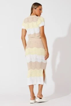 Beige Stripe Knit Skirt Midi Crochet -Modern Fashion Shop sm3670x 40p stripe 5