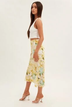 Yellow Floral Midi Skirt Slip Floral Print -Modern Fashion Shop sm9223cx 47mb floral 4