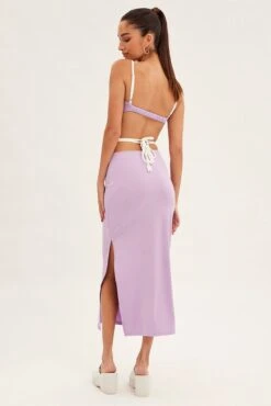 Purple Midi Skirt Bodycon Tie Contrast Ribbed -Modern Fashion Shop sm9250x 46mb lilac 5