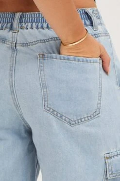 Blue Cargo Jeans High Rise Denim -Modern Fashion Shop straight jean blue cargo jeans high rise denim 32967373521089