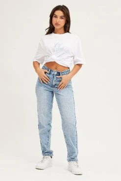 Blue Denim Jean High Rise Straight